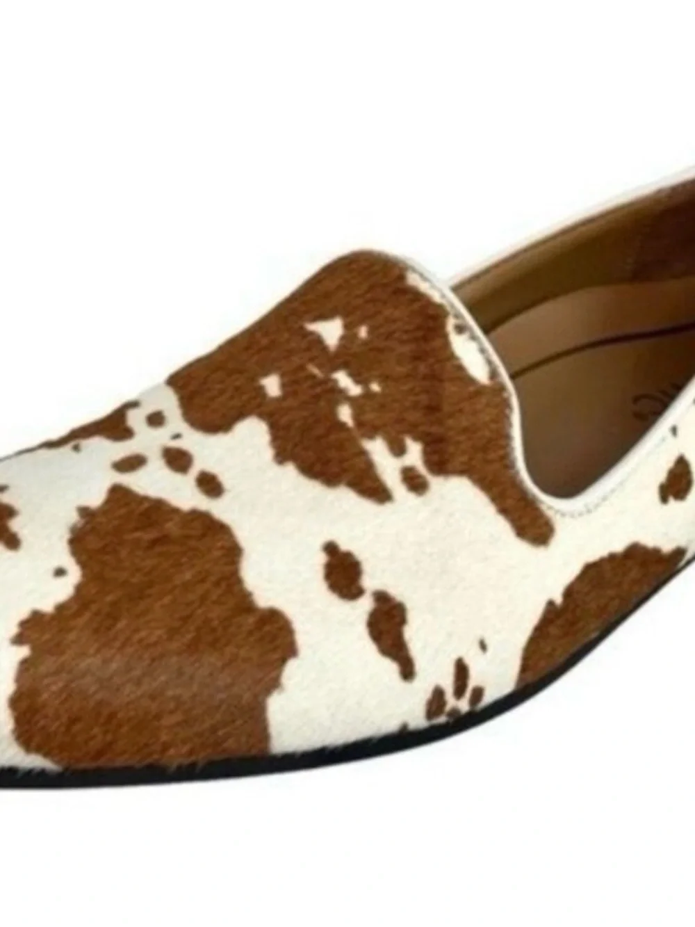 Vionic Calfhair Cowhide Slip-On Loafers in Brown and White 7.5
